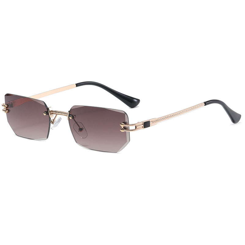 Polygon Cut Edge Rimless Sunglasses Women's Fashion Glasses Instagram Style Street Sunglasses eprolo