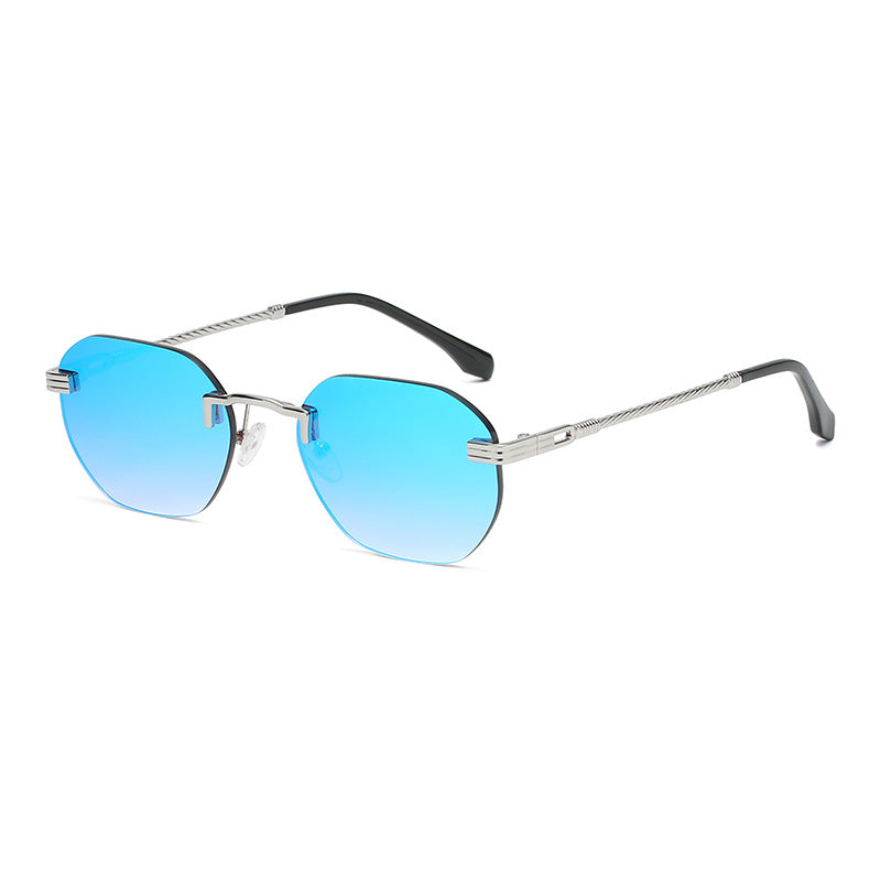 New Vintage Color Film Rimless Sunglasses For Men And Women Small Frame Street Hip-Hop Fashionable Sunglasses Trend Glasses eprolo