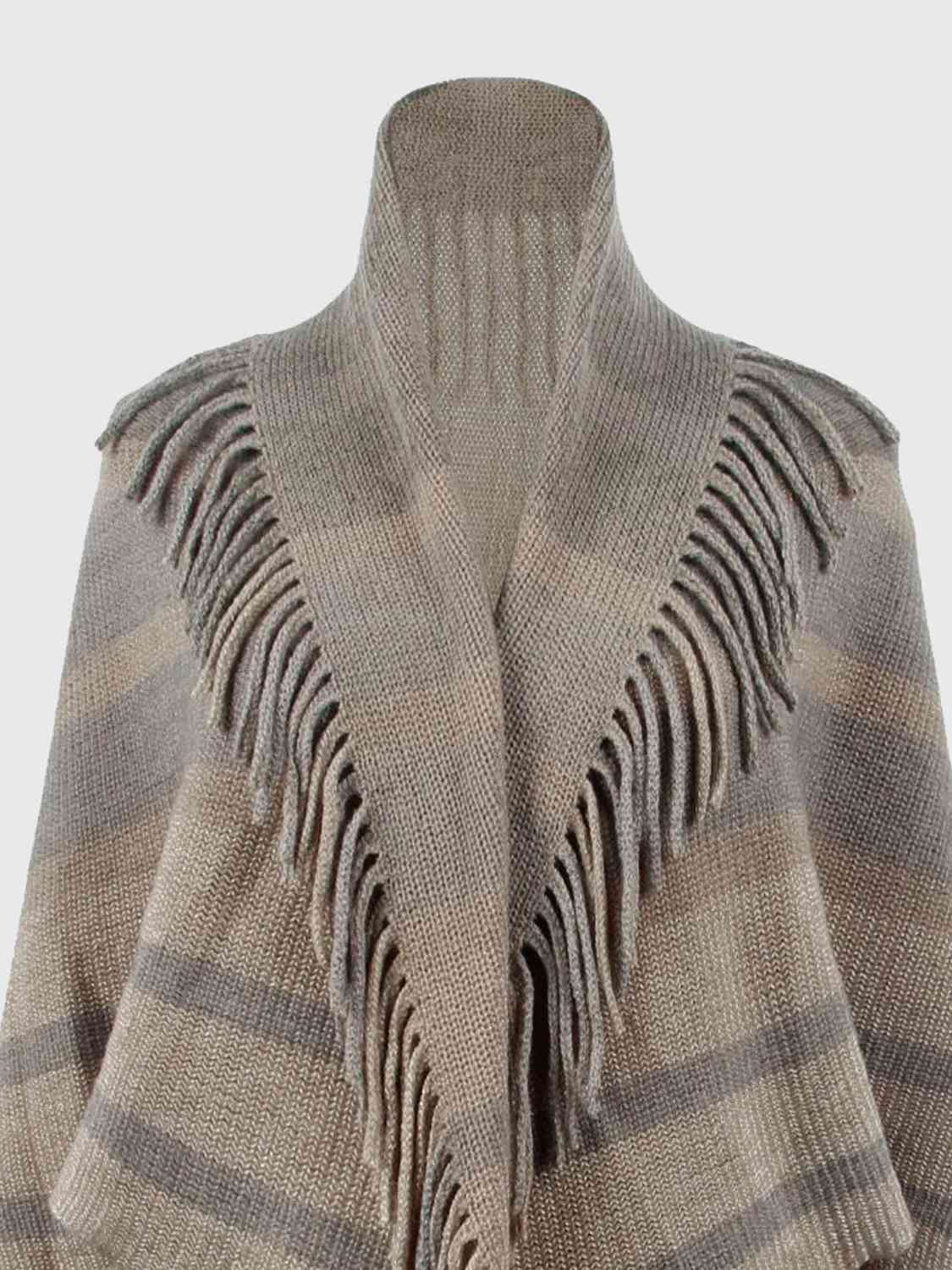 Fringe Detail Open Front Poncho - House of Cardwell