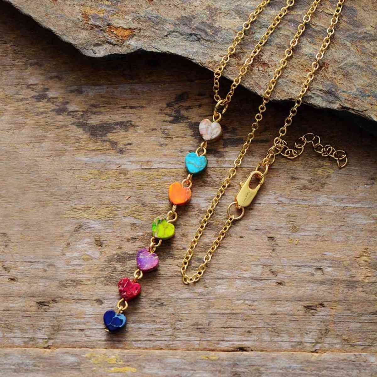 Heart Shape Natural Stone Necklace Trendsi