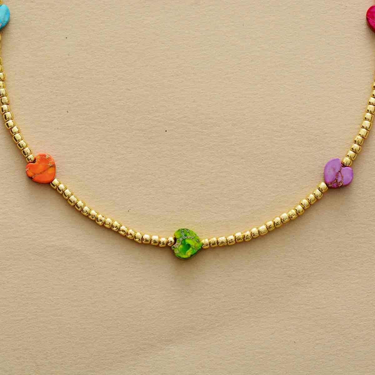 Heart Shape Natural Stone Necklace Trendsi