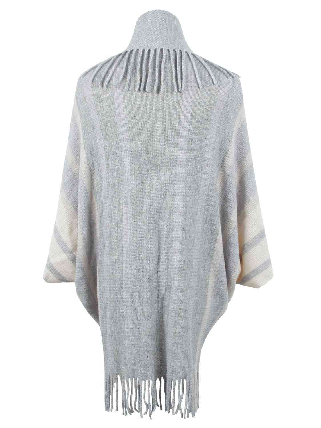 Fringe Detail Open Front Poncho - House of Cardwell