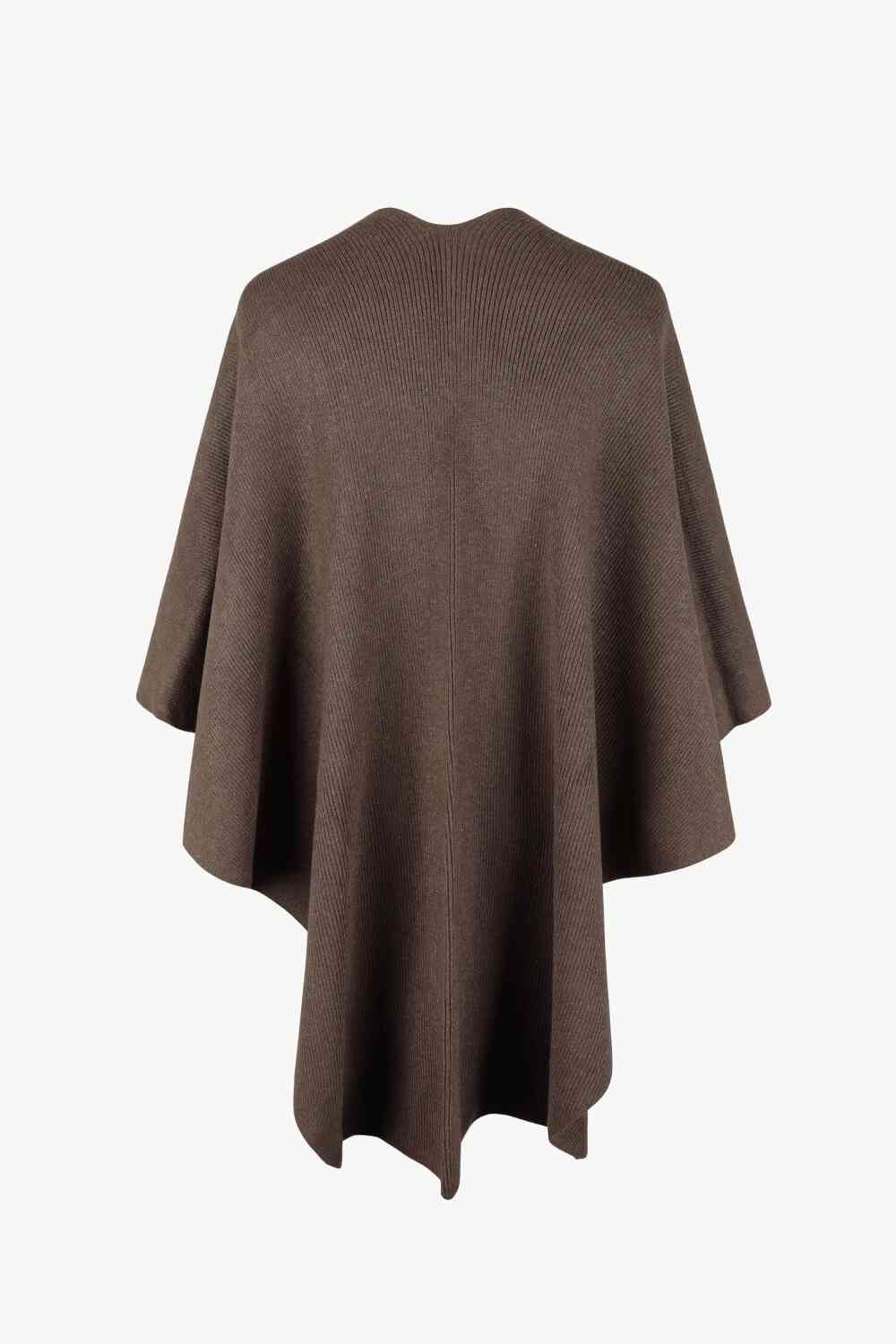 Surplice Neck Pom-Pom Trim Poncho - House of Cardwell