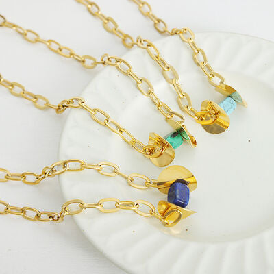 Natural Stone Pendant Titanium Steel Necklace - House of Cardwell