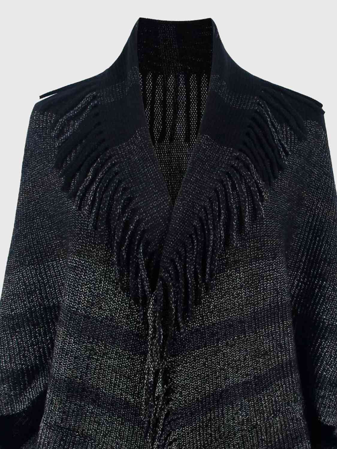 Fringe Detail Open Front Poncho - House of Cardwell