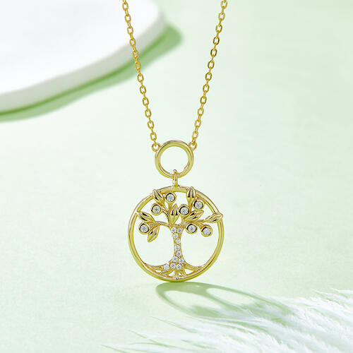 Moissanite 925 Sterling Silver Tree Of Life Pendant Necklace Trendsi