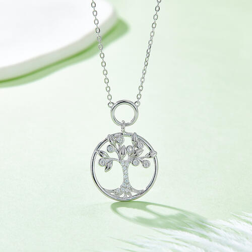 Moissanite 925 Sterling Silver Tree Of Life Pendant Necklace Trendsi