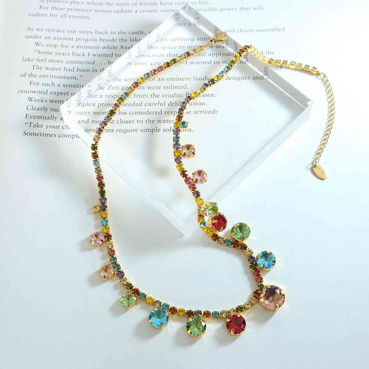 Crystal Copper Chain Necklace Trendsi