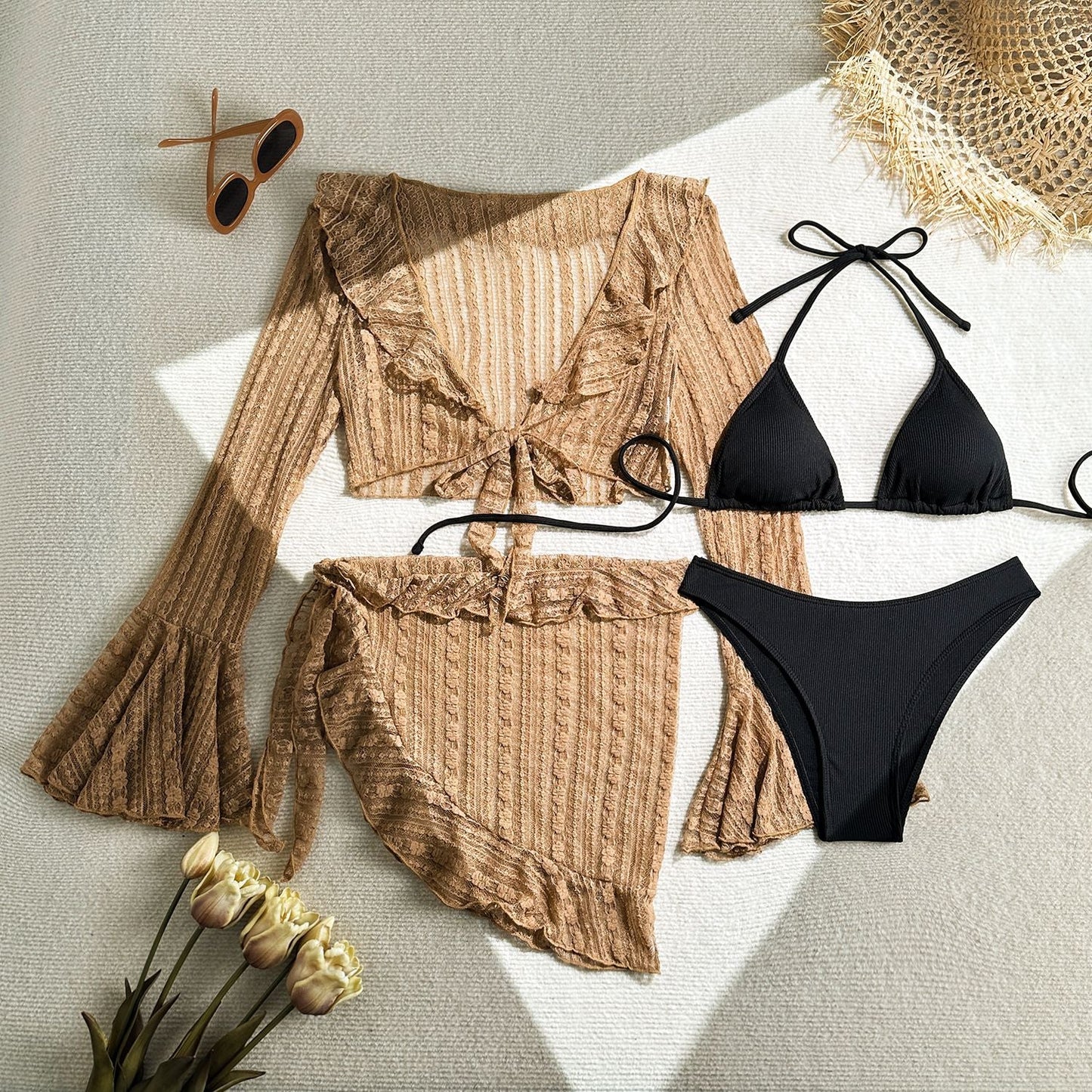 The Baja Lace Mesh 4-Piece Bikini Swimsuit Set eprolo