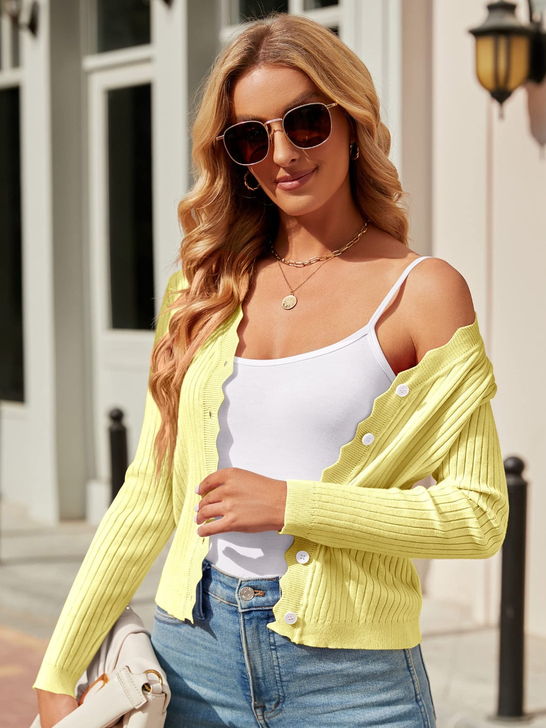 Button Up Long Sleeve Cardigan Trendsi