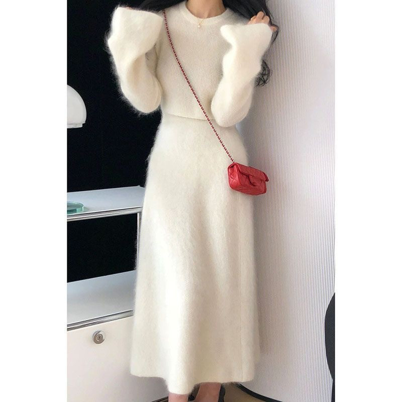 Korean Inspired Autumn and Winter Elegant Warm Pullover Sweater Suit with A Skirt Two- Piece Set eprolo