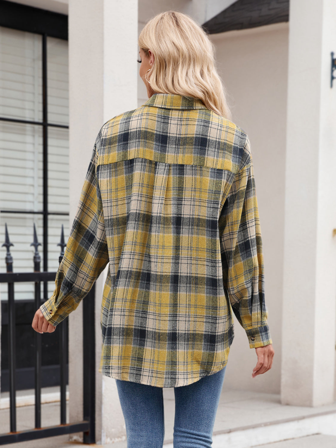 Just For Me Plaid Collared Neck Long Sleeve Shirt - House of Cardwell