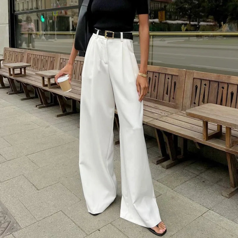 New white high waisted wide leg pants - House of Cardwell