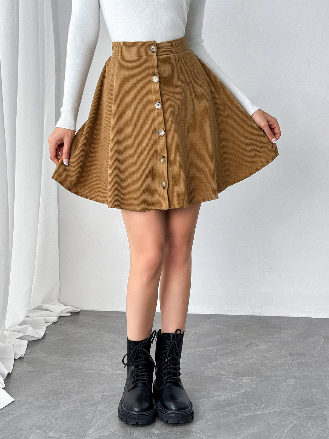 The Cardwell Buttoned Mini Skirt Trendsi