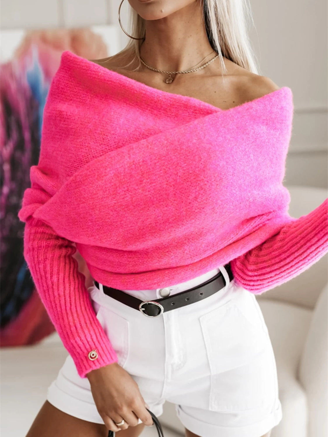 Long Sleeve Cropped Knit Top Trendsi