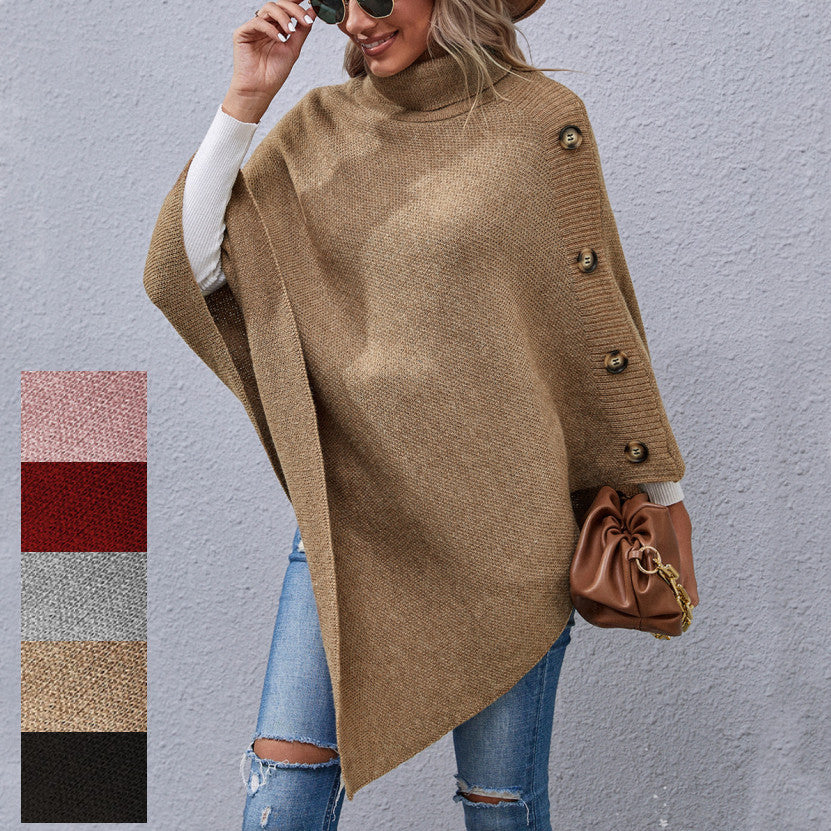 Elegance: New Casual Cape High Collar Sweater eprolo