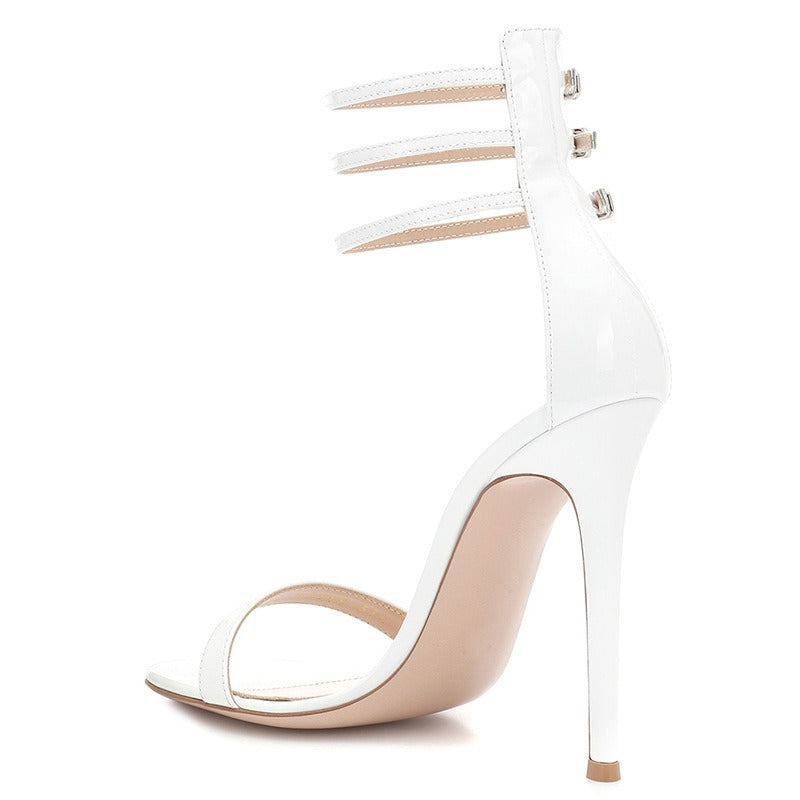 White Black Metal Buckle Fashion High Heels Womens Shoes eprolo