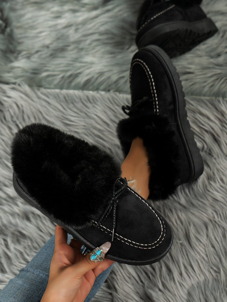 Thermal Fuzzy Tied Round Toe Boots Trendsi