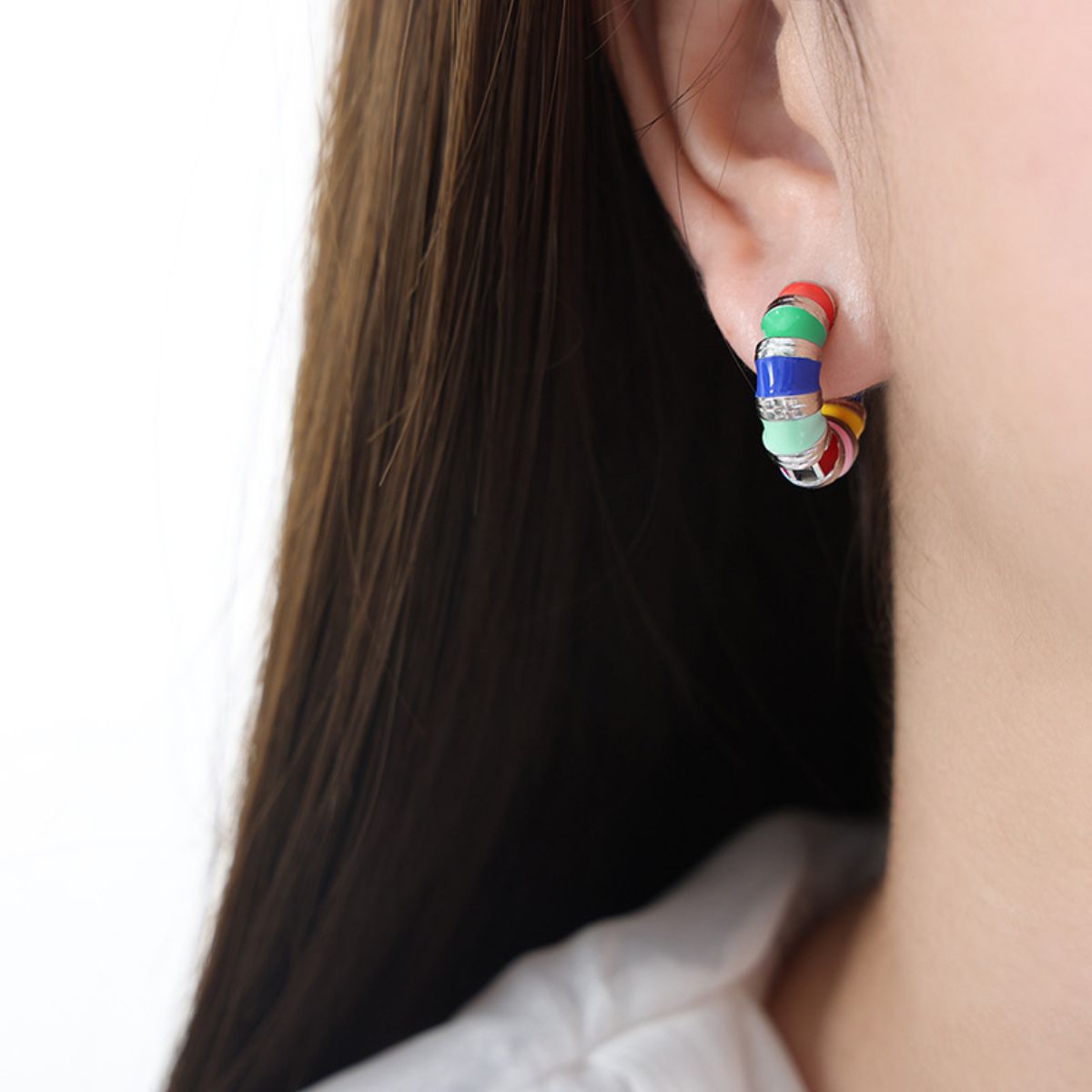 Titanium Steel Enamel Hoop Earrings - House of Cardwell