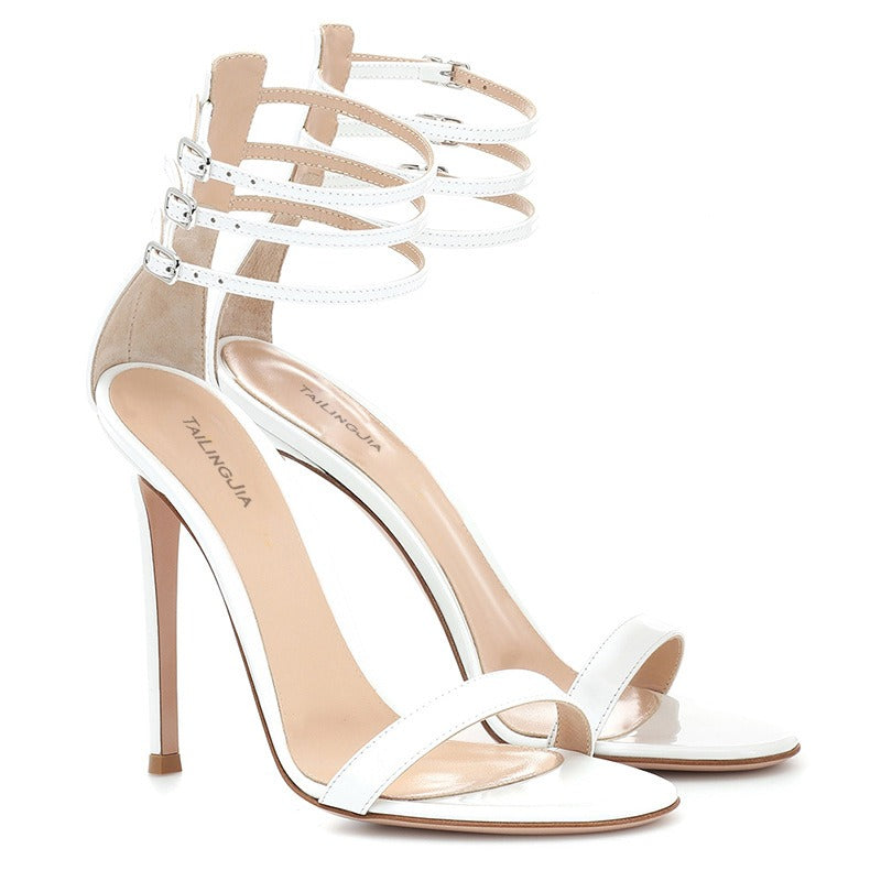 White Black Metal Buckle Fashion High Heels Womens Shoes eprolo