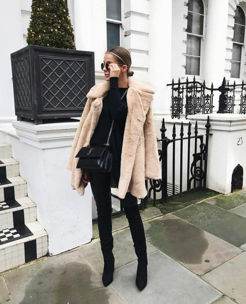 Fur plush warm casual loose jacket with thick collar and fur coat eprolo