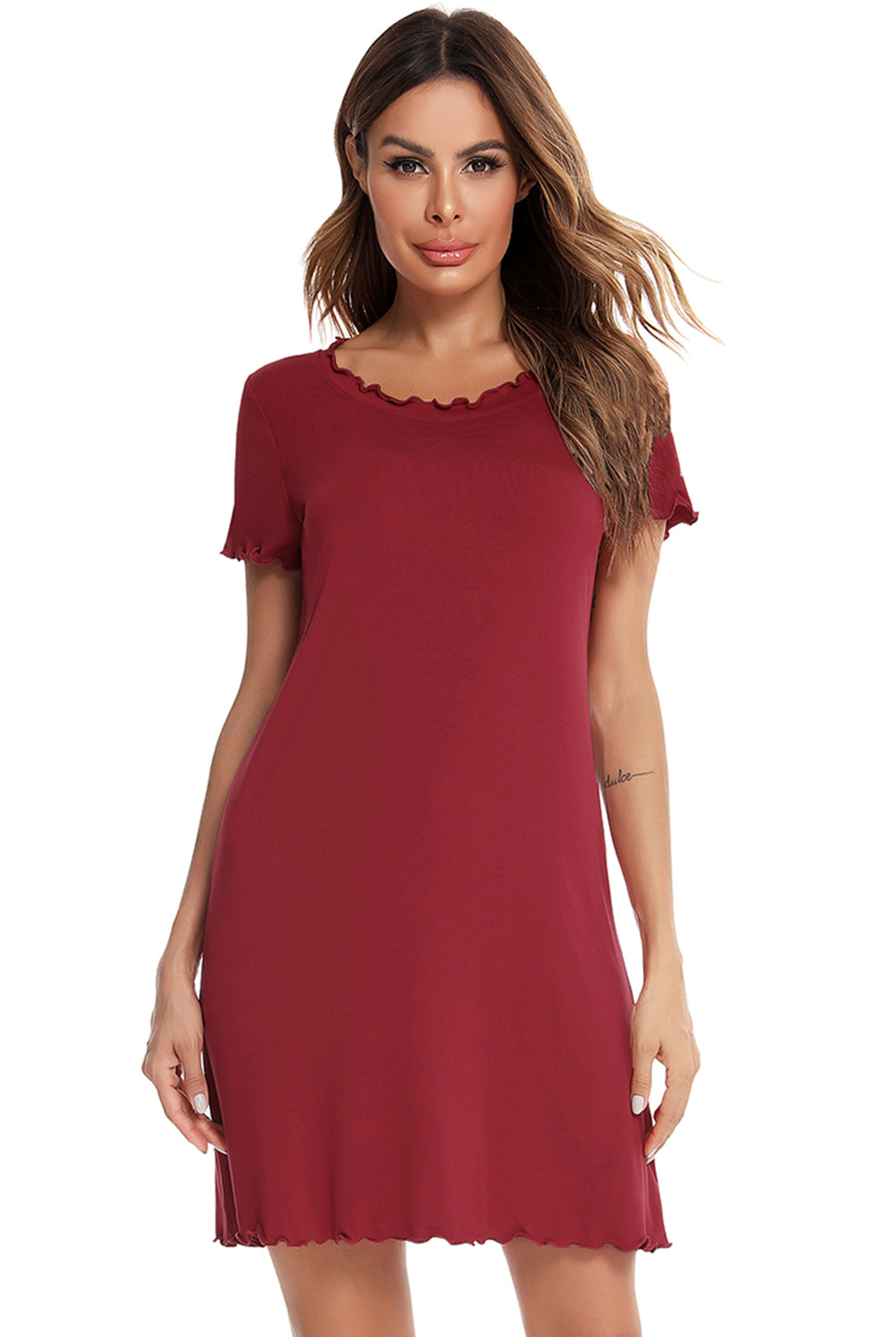 Round Neck Short Sleeve Lounge Dress - House of Cardwell