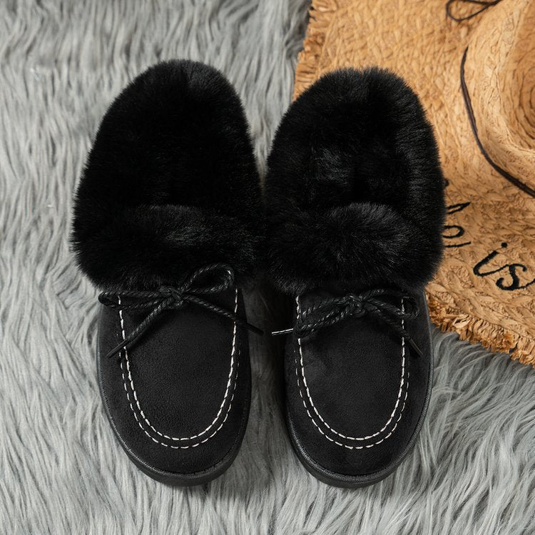 Thermal Fuzzy Tied Round Toe Boots Trendsi