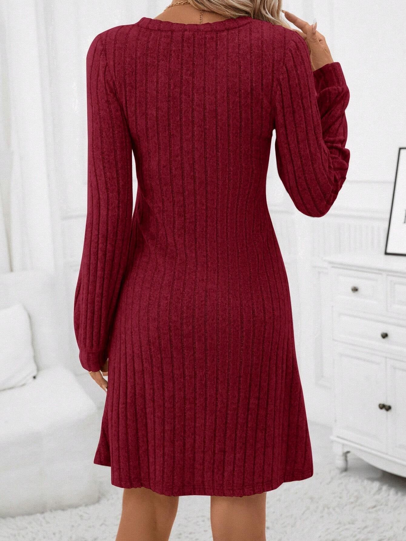 European and American commuting style wine red dress, high waist slim fit mid length skirt for women eprolo