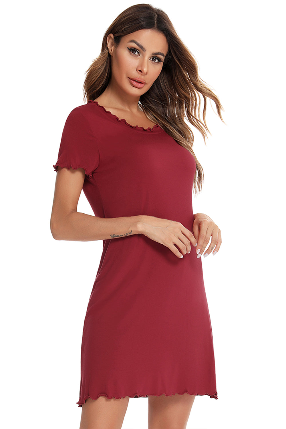 Round Neck Short Sleeve Lounge Dress - House of Cardwell