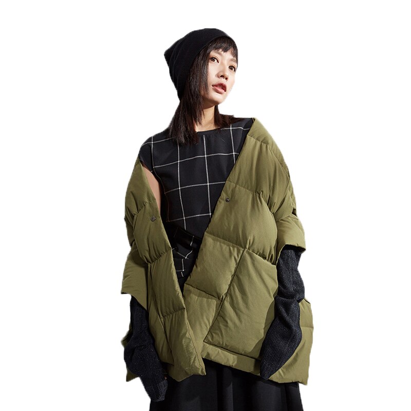 Fashionable Sleeveless Women's Cotton Warm Winter Black Coat