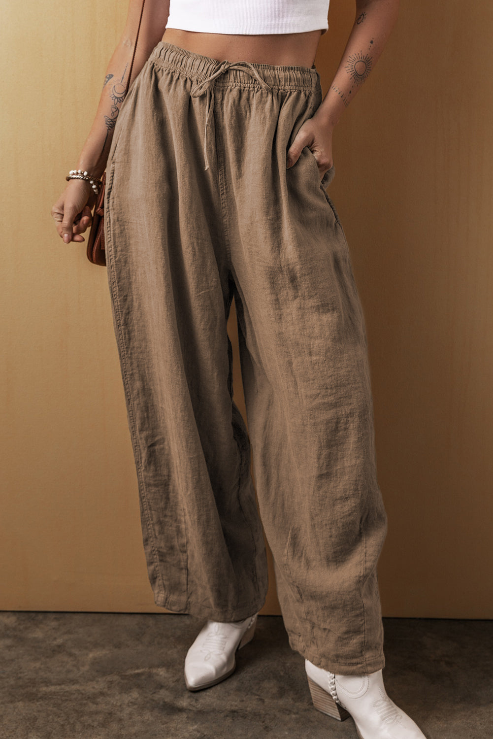 Drawstring Wide Leg Pants Trendsi