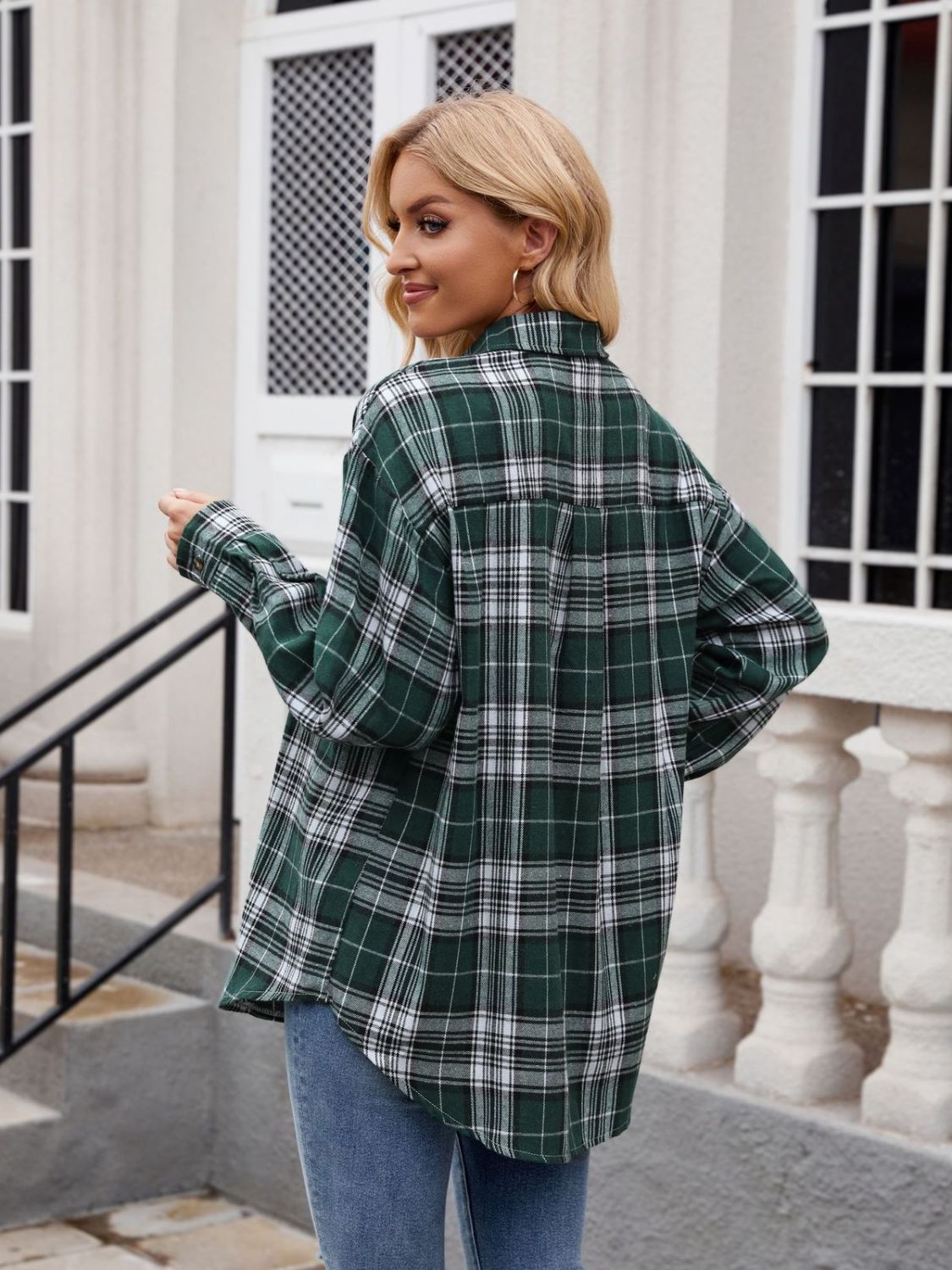 Just For Me Plaid Collared Neck Long Sleeve Shirt - House of Cardwell