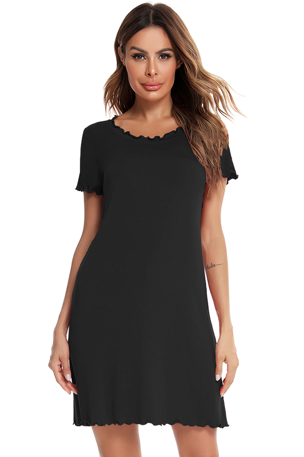 Round Neck Short Sleeve Lounge Dress - House of Cardwell