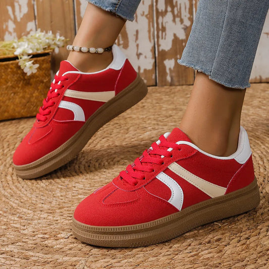 Lace Up Round Toe Contrast Sneakers eprolo