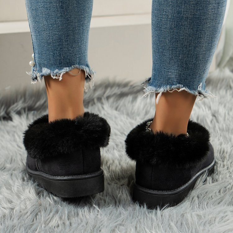 Thermal Fuzzy Tied Round Toe Boots Trendsi