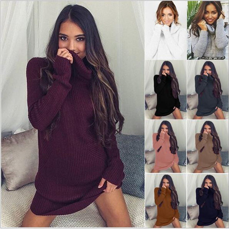 HOC Winter Knitted Pullover Turtleneck Long Sleeve Streetwear Sweater eprolo