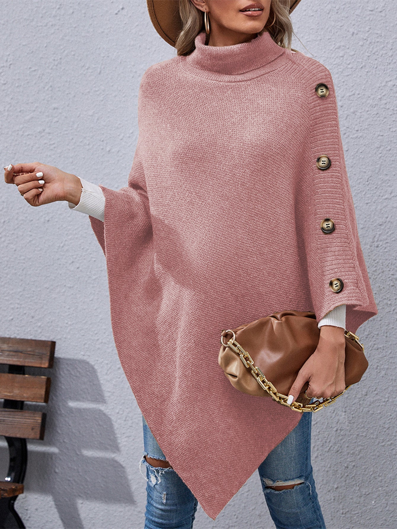 Elegance: New Casual Cape High Collar Sweater eprolo