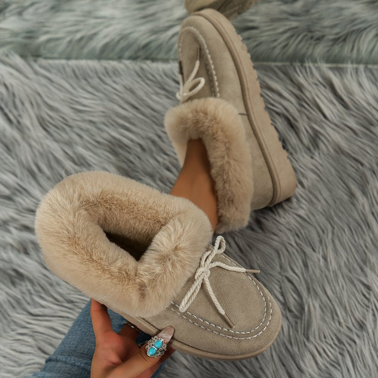 Thermal Fuzzy Tied Round Toe Boots Trendsi