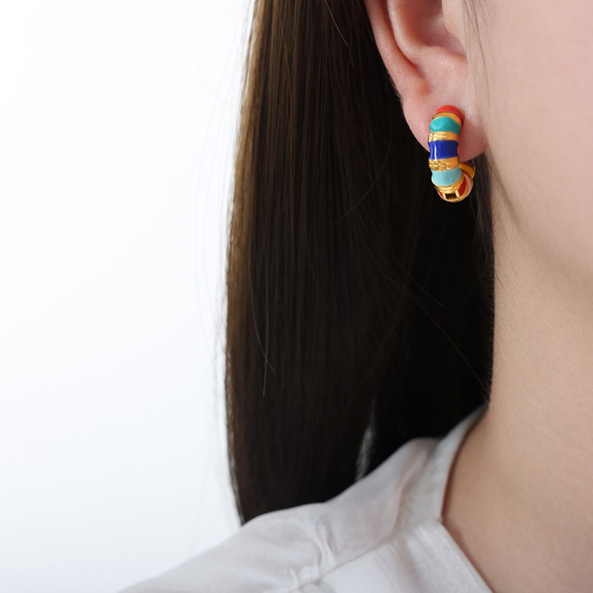 Titanium Steel Enamel Hoop Earrings - House of Cardwell