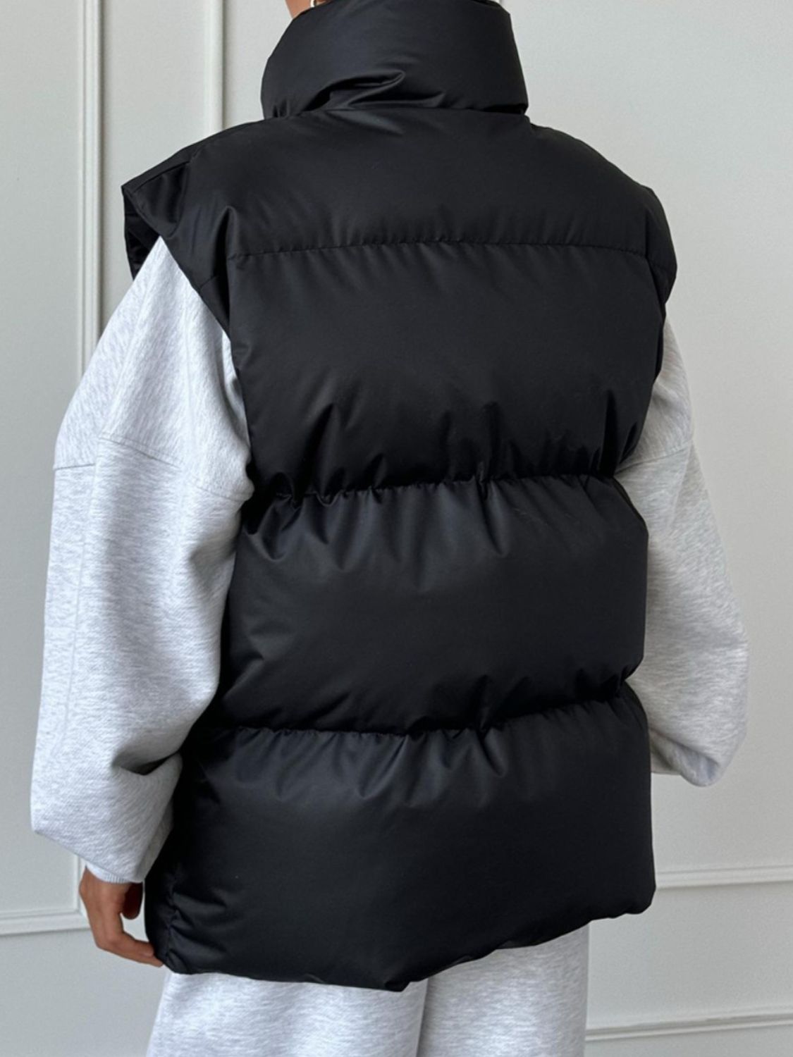 Zip Up Turtleneck Vest Coat Trendsi