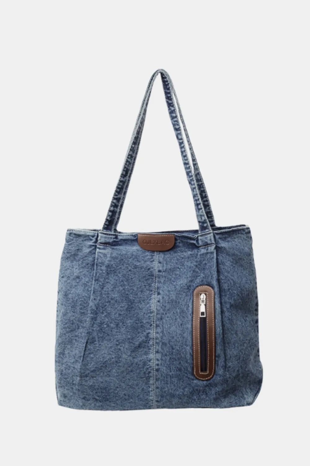 H.O.C. Medium-Size Denim Tote Bag, stylish and practical everyday carry bag

