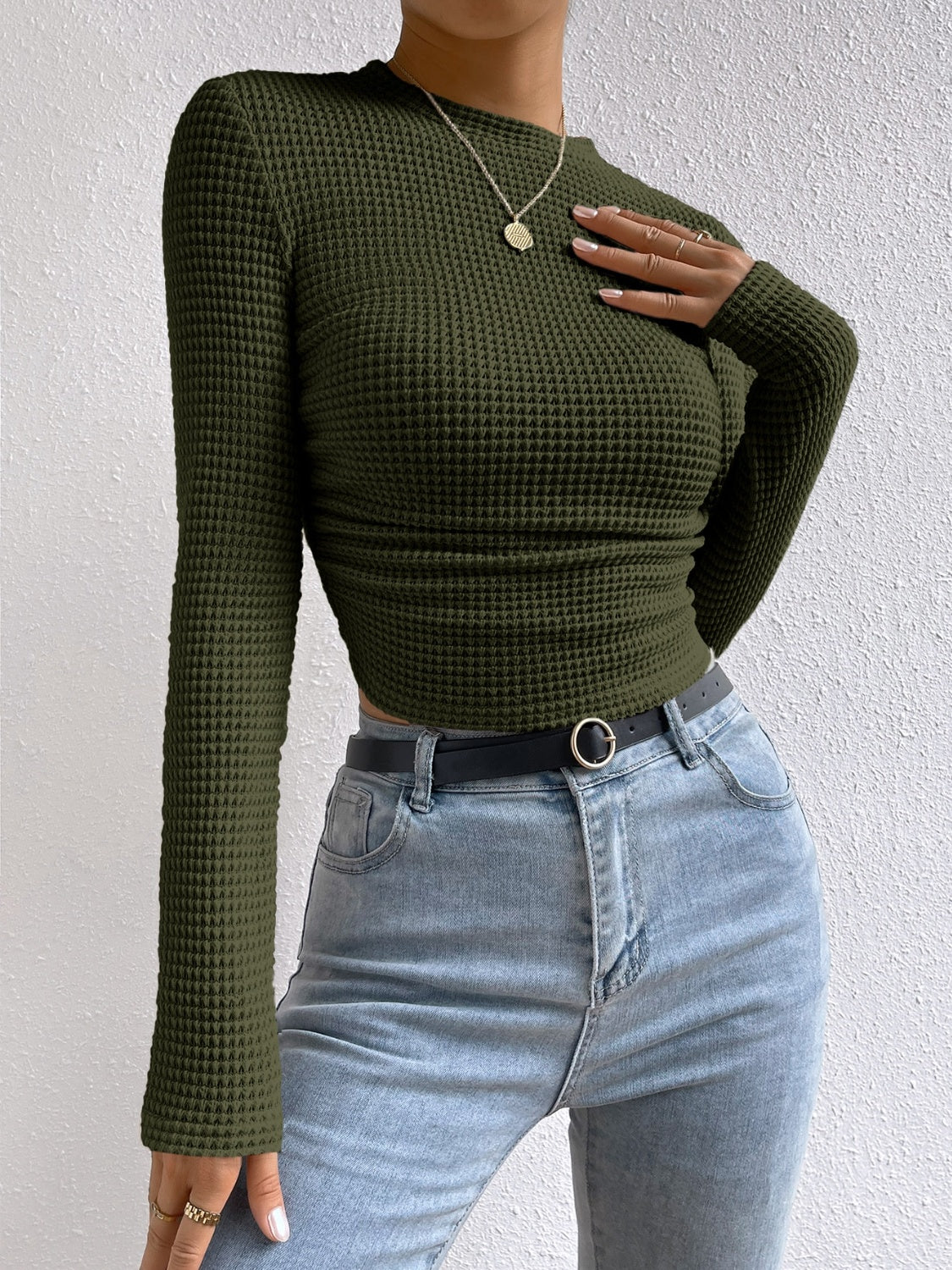 Honey Round Neck Long Sleeve T-Shirt Trendsi