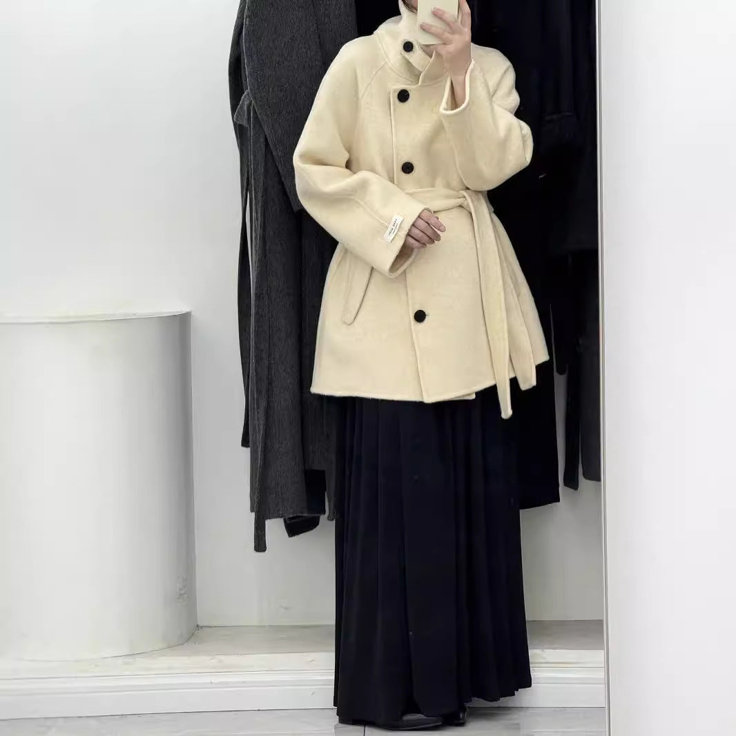 House of Cardwell Elegant Asian-Inspired Cashmere Single-Breasted Coat eprolo