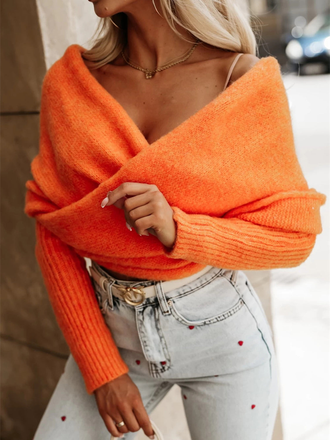 Long Sleeve Cropped Knit Top Trendsi