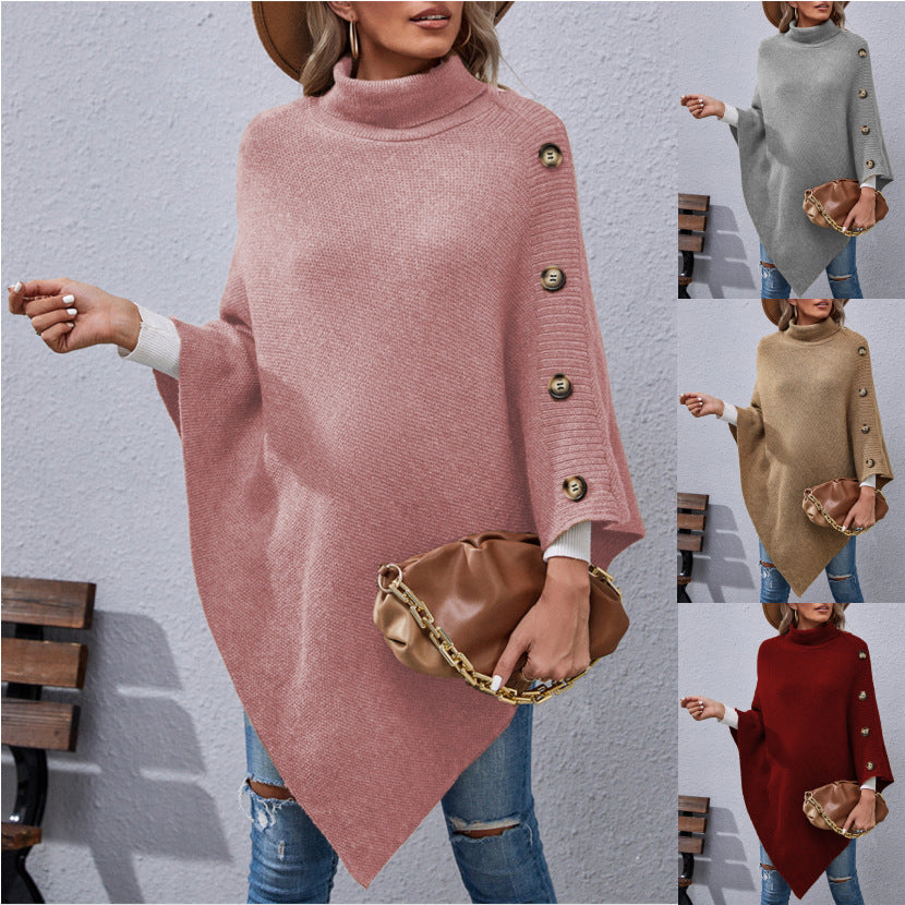 Elegance: New Casual Cape High Collar Sweater eprolo