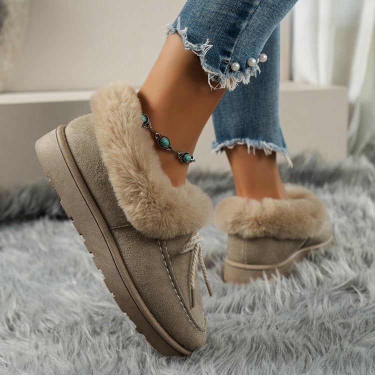 Thermal Fuzzy Tied Round Toe Boots Trendsi