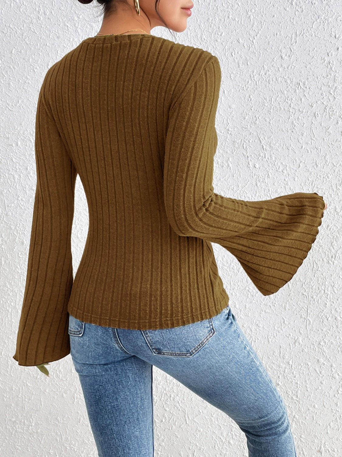 Honey Round Neck Flare Sleeve T-Shirt Trendsi