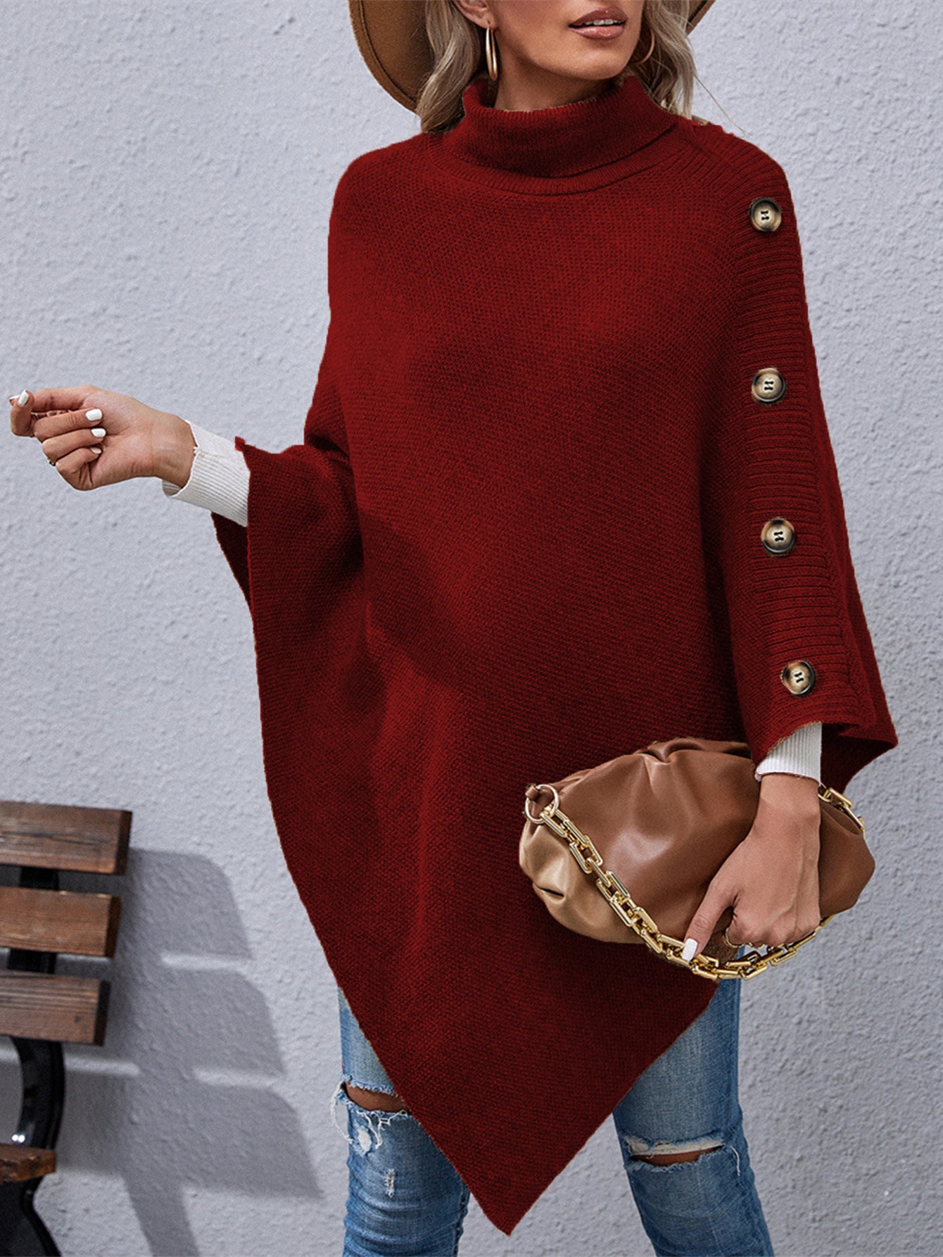 Elegance: New Casual Cape High Collar Sweater eprolo