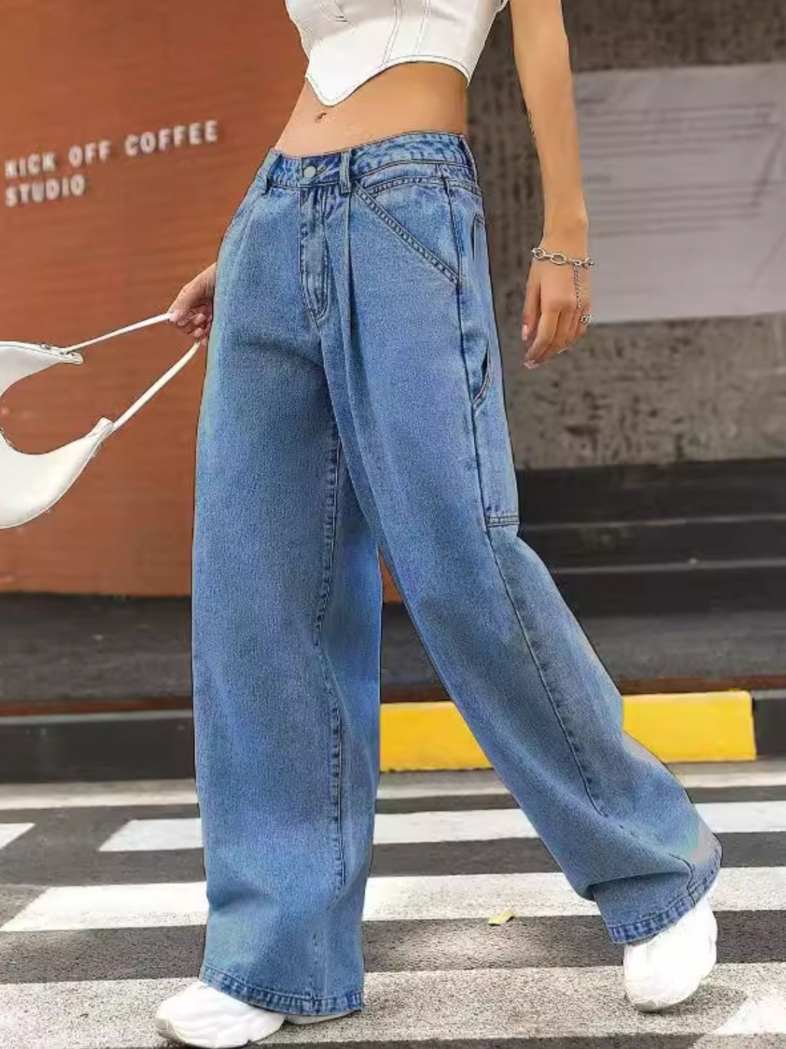 Wide Leg Jeans with Pockets Trendsi