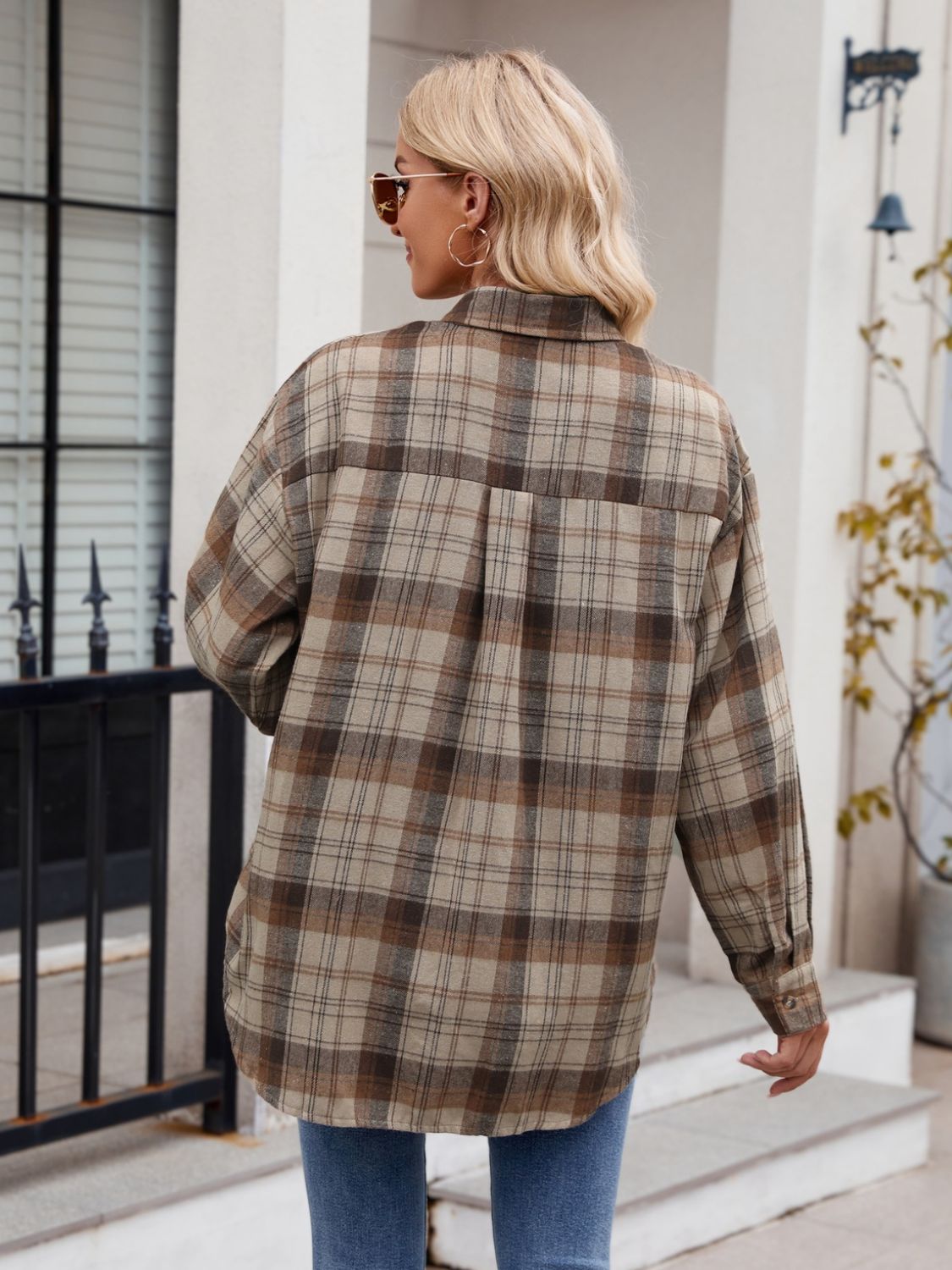 Just For Me Plaid Collared Neck Long Sleeve Shirt - House of Cardwell